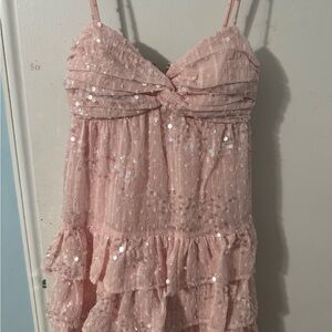 Pink Sequin Ruffle Dress